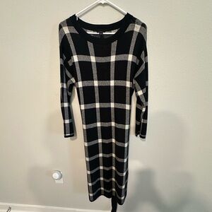 Ann Taylor Black and White Plaid Dress